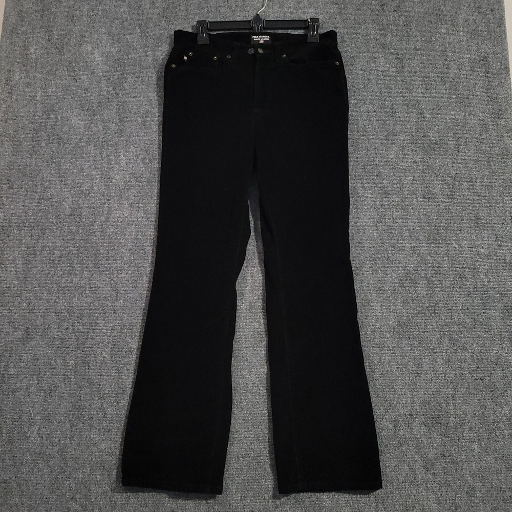 Vintage Polo Jeans Co Corduroy Boot Cut Pants‎ Womens 8 Black Ralph Lauren 32x31